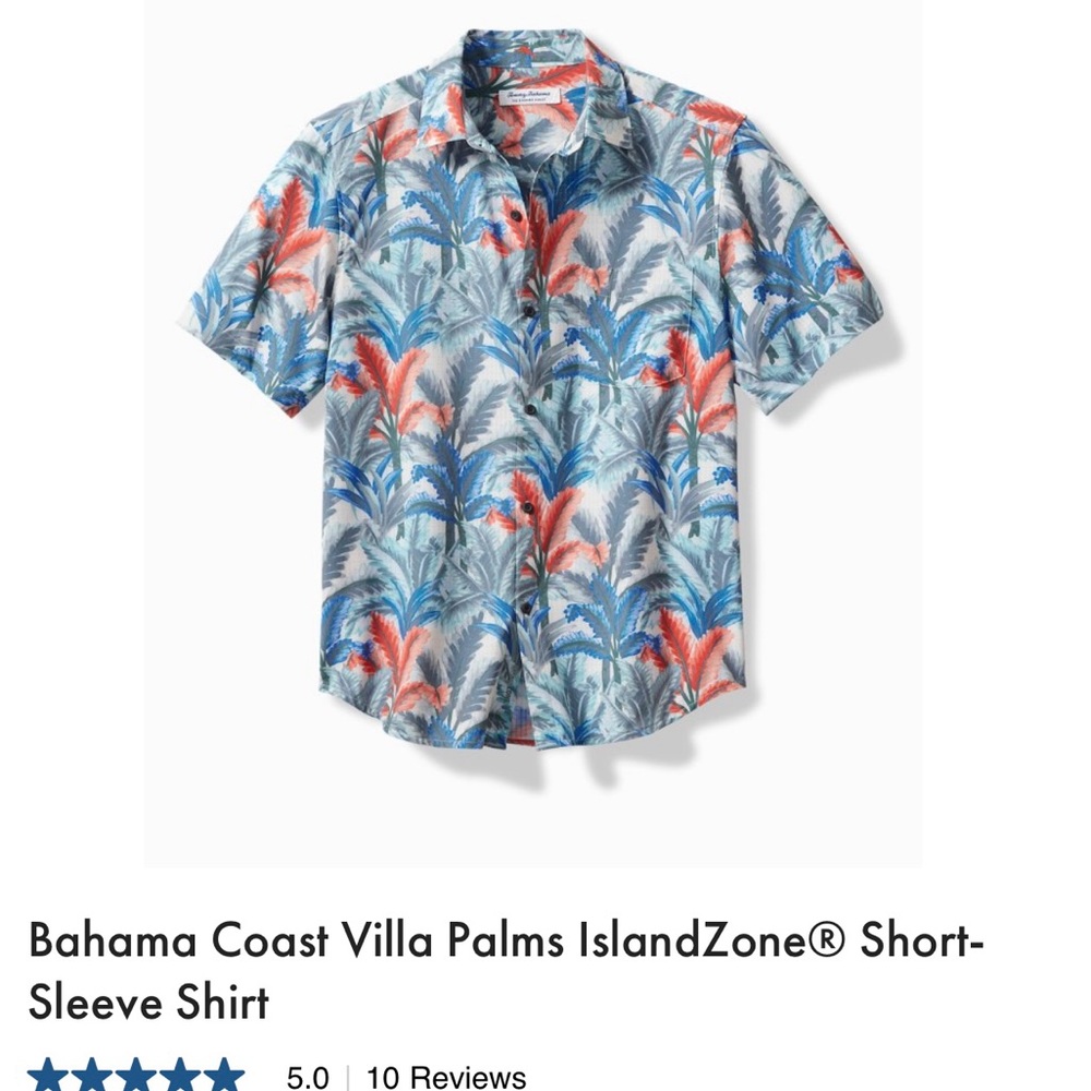 Tommy Bahama Blue and Red Casual Button Down Shirt